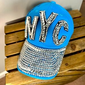 Blue NYC Rhinestone Cap